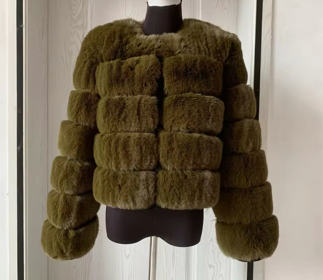 5 Ring Faux Fur Coat - Full Length Sleeve