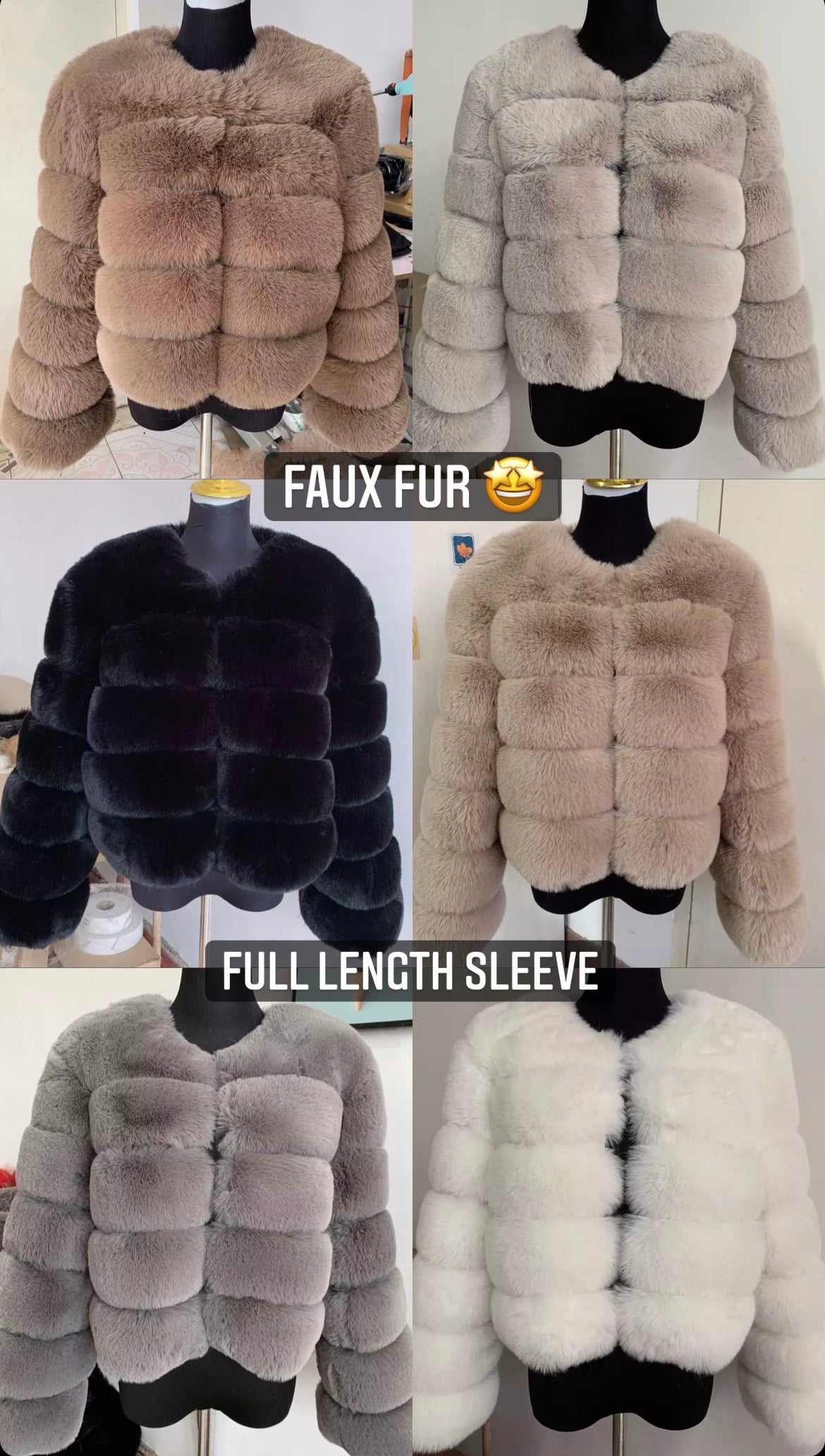 5 Ring Faux Fur Coat - Full Length Sleeve