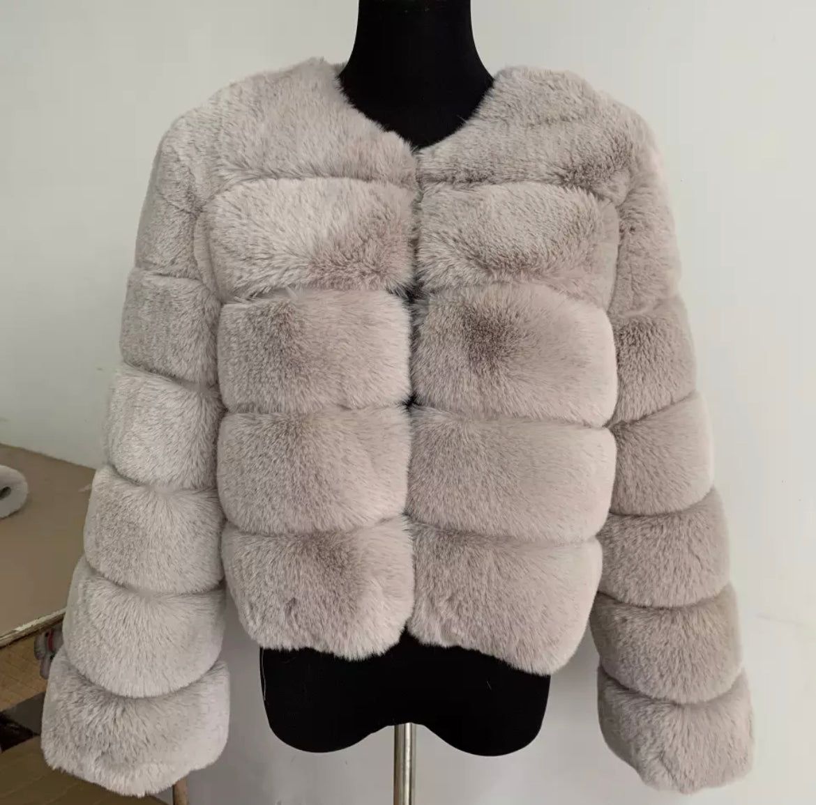 5 Ring Faux Fur Coat - Full Length Sleeve